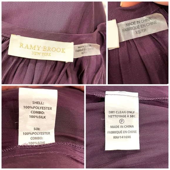 Ramy Brook Wine/ Merlot Cold Shoulder Silk Blend Blouse - Picture 11 of 12